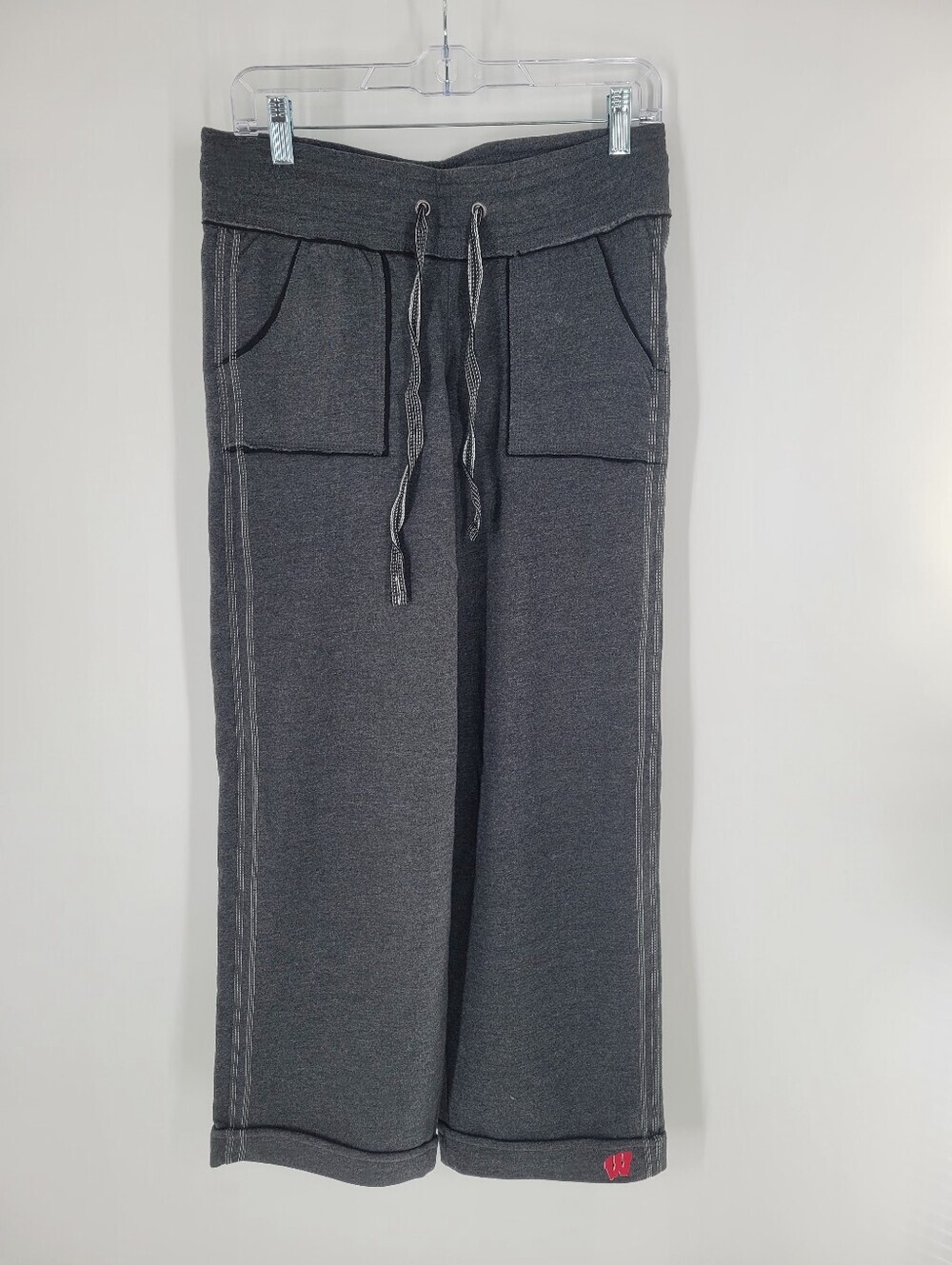 Antigua Wide Leg Drawstring Lounge Pants in Charcoal Wisconsin Size S New